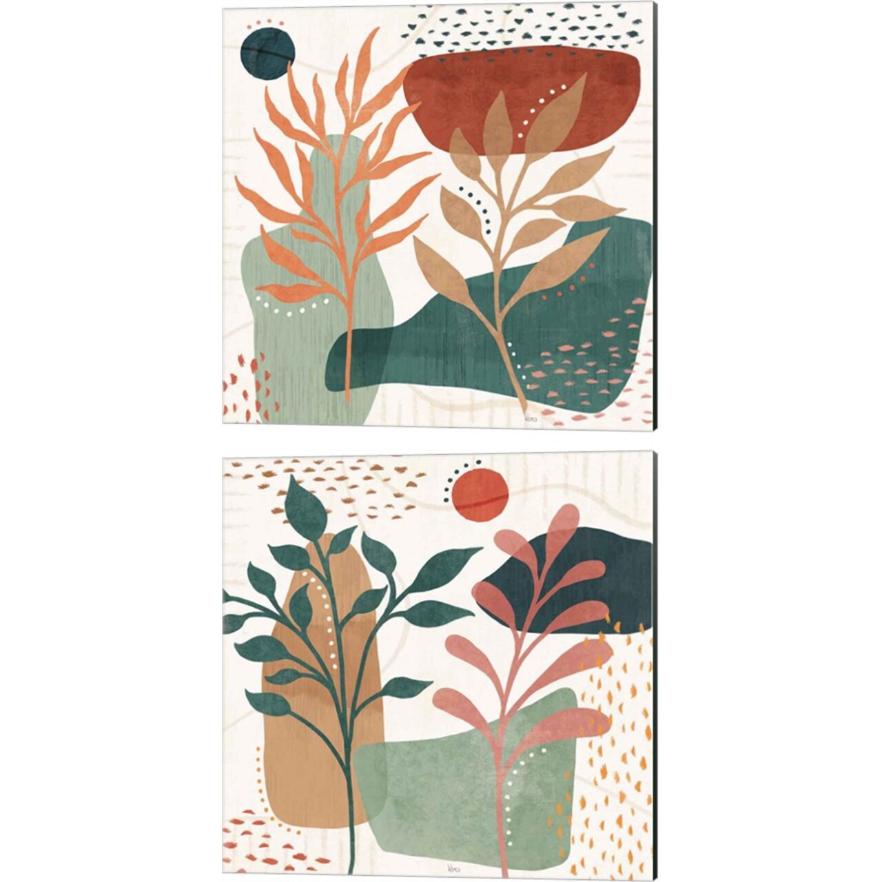 Abstract Blossom by Veronique Charron 14" x 14" Canvas Wall Art (Set of 2)